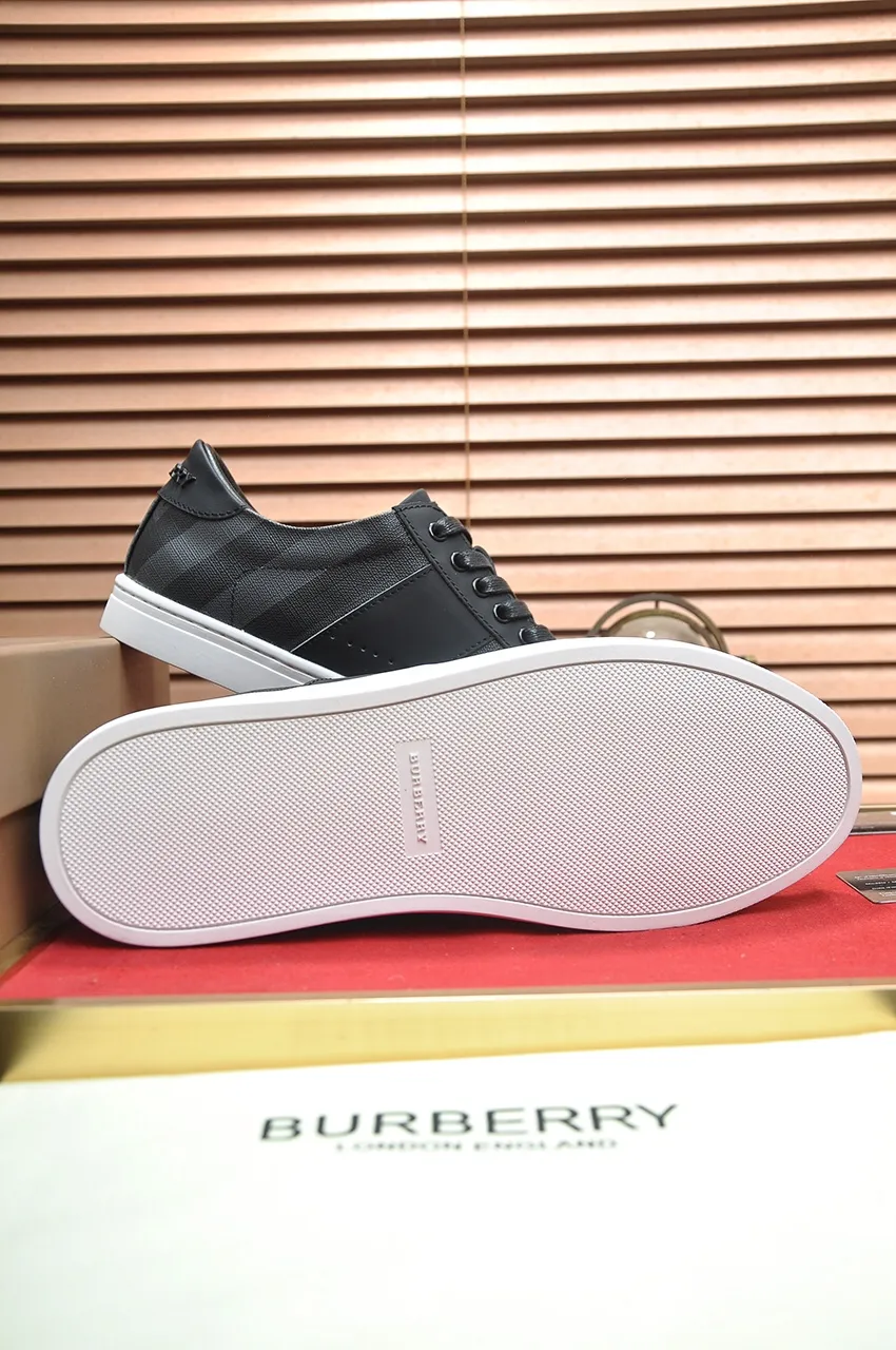 Men's shoes💰480💶[Burberry] (cowhide lining) classic low-top sneakers｜Imported cowhide with classic plaid fabric｜Cow leather lining｜Original outsole｜Fine workmanship and comfortable to wear Size: 38-44 (customized at 45)